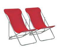 WDGJJFECNMUEHI 2 Pack Folding Beach Chairs with 3 Position Recline, Heavy Duty 600D Oxford Fabric & Powder Coated Steel Frame, Portable Lounge Chair for Outdoor, Camping, Garden, Patio, Red