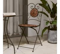 WDGJJFECNMUEHI 2 Pack Folding Bistro Chairs Terracotta Ceramic Mosaic Design for Garden Balcony Patio Outdoor Indoor Use Sturdy Powder Coated Iron Frame Space Saving