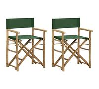WDGJJFECNMUEHI 2 Pack Folding Director Chairs Green Bamboo Frame with Polyester Fabric Seat for Garden Patio Outdoor Relaxation Lightweight Portable Foldable