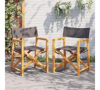 WDGJJFECNMUEHI 2 Pack Folding Director Chairs Outdoor, Acacia Wood Frame & Polyester Fabric, Dark Gray, Lightweight Portable Camping Beach Garden Chair, Max Load 110kg