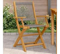 WDGJJFECNMUEHI 2 Pack Folding Garden Chairs, Acacia Solid Wood and Polypropylene Outdoor Chairs, Gray Patio Chairs for Garden, Balcony, Terrace, Foldable, Weather-Resistant, Max Load 110kg per Seat