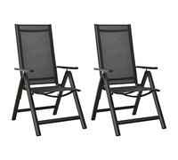 WDGJJFECNMUEHI 2 Pack Folding Garden Chairs with Textilene Seat & Powder-Coated Aluminum Frame, Adjustable Reclining Backrest 7 Positions, Outdoor Patio Lounge Chairs for Balcony Pool Beach, Black