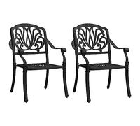 WDGJJFECNMUEHI 2 Pack Garden Chairs in Cast Aluminum, Black Outdoor Dining Chairs for Patio, Backyard, Rust-Resistant Weatherproof Seating with Elegant Design, Supports 110kg, Easy Assembly