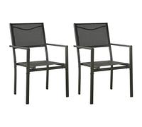 WDGJJFECNMUEHI 2 Pack Garden Chairs Outdoor Textilene Steel Patio Furniture Set Black Anthracite Modern Comfortable Lightweight for Balcony Backyard Poolside