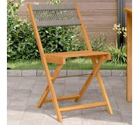 WDGJJFECNMUEHI 2 Pack Gray Acacia Wood Bistro Chairs with Rope Back, Foldable Outdoor Dining Chairs for Patio Garden Balcony, Solid Wood Weather-Resistant Sturdy Seating 110kg Capacity