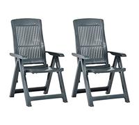 WDGJJFECNMUEHI 2 Pack Green Plastic Reclining Garden Chairs, Adjustable Backrest, Weather-Resistant, Foldable Outdoor Lounge Chairs for Patio, Poolside, Backyard Relaxation