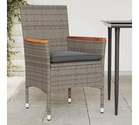 WDGJJFECNMUEHI 2 Pack Grey Garden Chairs with Cushions, PE Rattan Outdoor Lounge Chairs with Removable Covers, Patio Furniture for Balcony Terrace Poolside