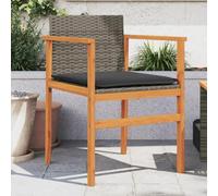 WDGJJFECNMUEHI 2 Pack Grey Garden Chairs with Cushions, Poly Rattan and Solid Acacia Wood Frame, Outdoor Patio Furniture for Balcony, Terrace, Max Load 110kg per Seat