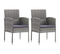 WDGJJFECNMUEHI 2 Pack Grey Outdoor Dining Chairs with Dark Grey Cushions, PE Rattan Garden Patio Lounge Chairs, Weather-Resistant Steel Frame for Balcony Terrace Backyard