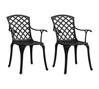 WDGJJFECNMUEHI 2 Pack Outdoor Dining Chairs, Cast Aluminum Garden Chairs with High Back & Ergonomic Armrests, Rustproof Patio Furniture for Dining, Relaxing, Black