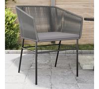 WDGJJFECNMUEHI 2 Pack Outdoor Garden Chairs with Cushions, Grey Poly Rattan Patio Furniture Set, Comfortable PE Wicker Lounge Chairs for Balcony, Poolside, Backyard, Weather Resistant & Easy to Clean