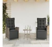 WDGJJFECNMUEHI 2 Pack Reclining Garden Chairs with Footrest, Adjustable PE Rattan Outdoor Lounge Chairs, Comfortable Patio Furniture for Poolside, Backyard, Balcony, Gray