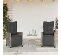 WDGJJFECNMUEHI 2 Pack Reclining Garden Chairs with Footrest, PE Rattan Outdoor Lounge Chairs, Adjustable Patio Furniture for Poolside, Balcony, Backyard, Gray