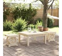 WDGJJFECNMUEHI 2 Pack Wooden Garden Footstool in Solid Fir Wood, Outdoor Ottoman for Patio, Yard, Terrace, Wheel Design Multi-Purpose Seat and Side Table, Max Load 110kg