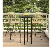 WDGJJFECNMUEHI 2 Pcs Bar Stools Rattan PE with Steel Frame, UV Resistant Outdoor Bar Chairs 45x56x103.5 cm for Garden, Patio, Balcony, Comfortable Backrest & Cushioned Seat, Max Load 110 kg