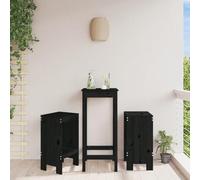 WDGJJFECNMUEHI 2 Pcs Black Bar Stools 40x36x75 cm Solid Pine Wood Outdoor Stools for Patio Balcony Rustic Style High Back Bar Chairs with Footrest 110kg Capacity