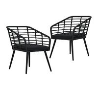 WDGJJFECNMUEHI 2 Pcs Black Garden Chairs with Cushions, Outdoor PE Rattan Armchairs for Patio, Balcony, Backyard, Weatherproof Steel Frame, Ergonomic Design, Comfortable Seating Set