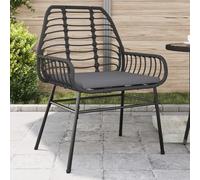 WDGJJFECNMUEHI 2 Pcs Black Poly Rattan Garden Chairs with Thick Cushions, Outdoor Patio Furniture Set for Balcony Terrace, Weather Resistant PE Wicker & Powder Coated Steel Frame, Max Load 110kg