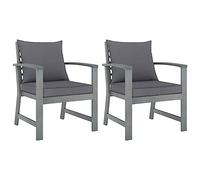 WDGJJFECNMUEHI 2 Pcs Dark Gray Garden Chairs with Cushions, Solid Acacia Wood Outdoor Patio Furniture Set, Rustic Style Weather-Resistant Seating for Backyard, Terrace, Balcony