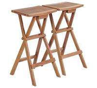 WDGJJFECNMUEHI 2 PCS Folding Bar Stools in Solid Teak Wood for Outdoor Garden Patio Bistro, Water-Based Finish, Space Saving Foldable Design, Natural Grain, Max Load 110kg