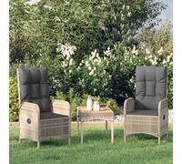 WDGJJFECNMUEHI 2 Pcs Garden Chairs Set in Gray Polyrattan with Steel Frame, Weather-Resistant Outdoor Dining Chairs with Cushions, Modern Patio Furniture for Terrace, Balcony, Backyard
