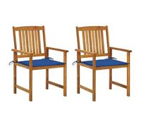 WDGJJFECNMUEHI 2 Pcs Garden Chairs with Cushions Acacia Solid Wood Outdoor Patio Furniture Set for Terrace, Balcony, Backyard - Royal Blue, Comfortable & Durable