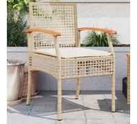 WDGJJFECNMUEHI 2 Pcs Garden Chairs with Cushions Beige Outdoor Furniture Set in PE Rattan & Acacia Wood for Patio Balcony Terrace Comfortable Relaxing Seating