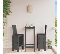 WDGJJFECNMUEHI 2 Pcs Grey Bar Stools 40x42x120 cm Solid Pine Wood, Rustic Outdoor Furniture for Patio Balcony, High Backrest with Footrest, 110 kg Capacity
