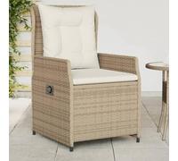WDGJJFECNMUEHI 2 Pcs Reclining Garden Chairs Beige Polyrattan Outdoor Lounge Chairs with Adjustable Backrest, Thick Cushions & Footrest for Patio, Poolside, Balcony
