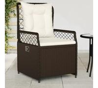 WDGJJFECNMUEHI 2 Pcs Reclining Garden Chairs Brown in Polyrattan with Adjustable Backrest, Thick Cushions & Powder-Coated Steel Frame for Patio, Poolside, Outdoor Relaxation