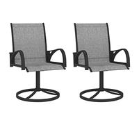 WDGJJFECNMUEHI 2 Pcs Swivel Garden Chairs Set with Textilene Seat & Powder Coated Steel Frame, 360 Degree Rotating Base, Outdoor Patio Dining & Relaxing, Gray, Easy Assembly, Weather Resistant
