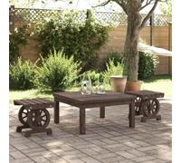 WDGJJFECNMUEHI 2 Pcs Wooden Garden Footstool, Solid Fir Wood Ottoman for Outdoor Patio, Terrace, Lawn, Rustic Cartwheel Design, Multi-Functional Seat or Side Table, Max Load 110kg