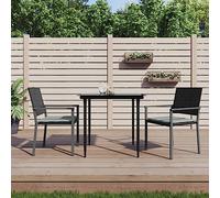 WDGJJFECNMUEHI 2-Piece Black Garden Chairs with Cushions, Outdoor Poly Rattan Patio Furniture Set for Terrace, Balcony, 54x62.5x89 cm, Weatherproof Steel Frame, Comfortable Seating, Max Load 110kg