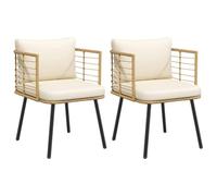 WDGJJFECNMUEHI 2-Piece Garden Chairs Set with Cushions, Natural PE Rattan Outdoor Patio Furniture for Terrace, Balcony, Backyard, Weather-Resistant & Comfortable Seating
