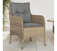 WDGJJFECNMUEHI 2-Piece Garden Chairs with Cushions, Beige Poly Rattan Outdoor Lounge Set, Comfortable Patio Furniture for Balcony Terrace, Weather-Resistant PE Wicker & Steel Frame, Max Load 110kg