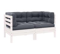WDGJJFECNMUEHI 2 Seater Garden Sofa Set with White Pine Wood Frame and Comfortable Cushions, Outdoor Patio Furniture for Relaxing and Entertaining, Modular Design