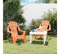 WDGJJFECNMUEHI 2pz Kids Garden Chairs Orange Wood Look PP Outdoor Children Seating 37x34x44cm Lightweight Durable for Playroom Backyard Ages 1-3