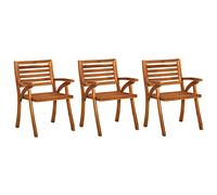 WDGJJFECNMUEHI 3 Pcs Acacia Wood Garden Chairs Set, Solid Hardwood Outdoor Patio Dining Chairs with Armrests, Oil Finish for Indoor Outdoor Use, Sturdy & Elegant Design
