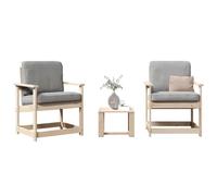 WDGJJFECNMUEHI 3-Piece Garden Furniture Set in Solid Pine Wood, Outdoor Patio Lounge Set with Table and 2 Chairs, Rustic Wooden Garden Sofa Set for Terrace, Backyard, Lawn
