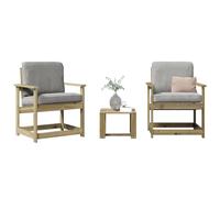 WDGJJFECNMUEHI 3-Piece Garden Lounge Set in Pressure Treated Pine Wood, Outdoor Patio Furniture with Comfortable Slatted Design for Terrace, Backyard, Lawn, Durable Weather-Resistant