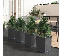 WDGJJFECNMUEHI 4 Pack Black Flower Pots 30x30x37 cm Outdoor Garden Planters for Balcony Patio Decor, Durable Polypropylene Plant Pots with Large Space for Herbs Vegetables Flowers