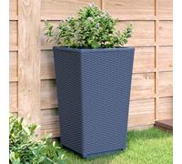 WDGJJFECNMUEHI 4 Pack Garden Planters Outdoor 32.5x32.5x57 cm Grey Blue PP Flower Pots for Climbing Plants, Patio, Terrace with Rattan Look, Durable & Lightweight