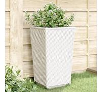 WDGJJFECNMUEHI 4 Pack White Garden Planters 32.5x32.5x57 cm PP Outdoor Flower Pots for Climbing Plants, Rattan Design Large Capacity Planters for Patio Balcony Terrace Decor
