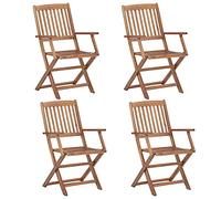 WDGJJFECNMUEHI 4 Pcs Acacia Wood Folding Chairs for Garden, Patio, Terrace, Outdoor Dining Set, Weather-Resistant Solid Wood Foldable Chairs with Oil Finish, Space-Saving Design, Max Load 110kg
