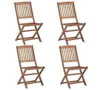 WDGJJFECNMUEHI 4 Pcs Acacia Wood Folding Chairs for Garden, Patio & Terrace, Solid Wood Outdoor Dining Chairs with Oil Finish, Space Saving Foldable Design, Weather Resistant, Supports 110kg