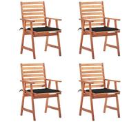 WDGJJFECNMUEHI 4 Pcs Acacia Wood Outdoor Dining Chairs with Cushions, Waterproof Garden Patio Furniture Set for Terrace, Backyard, Modern Design Comfortable Seating