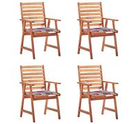 WDGJJFECNMUEHI 4 Pcs Acacia Wood Outdoor Dining Chairs with Cushions, Waterproof Garden Patio Furniture Set for Terrace, Backyard, Rustic Design with Slatted Back and Armrests, Max Load 110kg