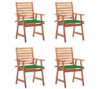 WDGJJFECNMUEHI 4 Pcs Acacia Wood Outdoor Dining Chairs with Cushions, Waterproof Patio Garden Furniture Set for Terrace, Weather-Resistant Design with Slatted Backrest and Comfortable Seat Cushions