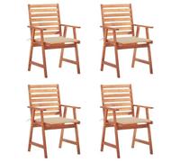 WDGJJFECNMUEHI 4 Pcs Acacia Wood Outdoor Dining Chairs with Cushions, Weather-Resistant Garden Patio Furniture Set, Waterproof Seat Cushions, Rustic Design for Terrace Backyard