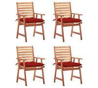 WDGJJFECNMUEHI 4 Pcs Acacia Wood Outdoor Dining Chairs with Cushions, Weather-Resistant Garden Patio Furniture Set, Rustic Design with Waterproof Seat Covers for Terrace Backyard
